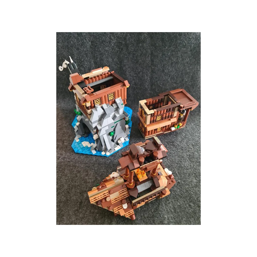 MOC Street View Маяк викингов Роки обзор в море DIY креативная ретро детская игрушка