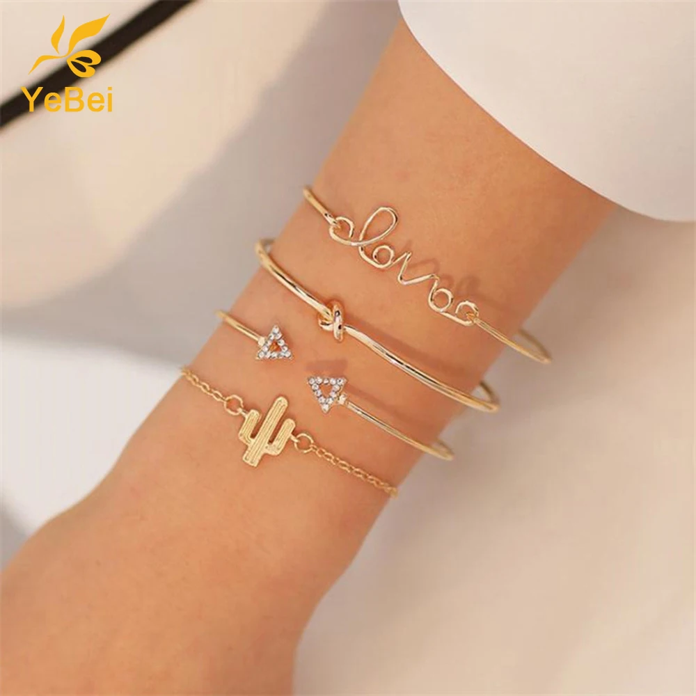 

4PCS Gold Bangles for Women 2022 Summer Bracelets Designer Gold Bracelet Woman Luxury Jewelry Gift for Girlfriend Free Shipping