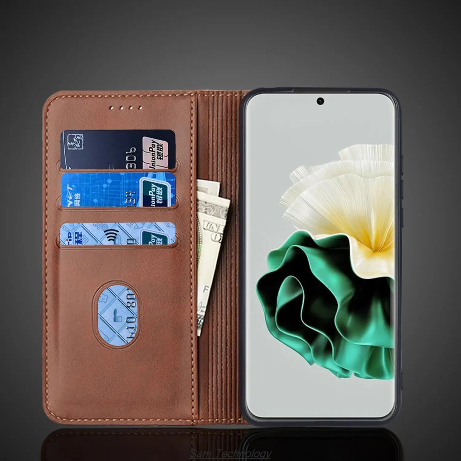 Кожаный чехол с магнитным притяжением для Huawei P60 Pro/Huawei кобура откидной крышкой