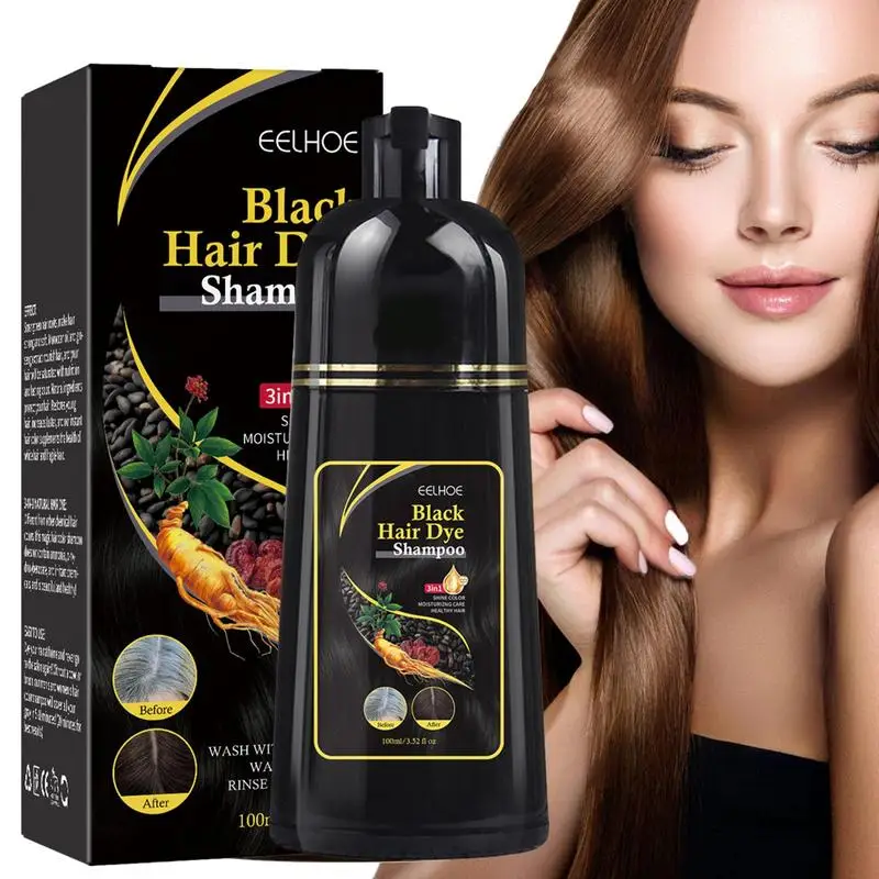 

Black Shampoo For White Hair 100ml Hair Darkening Shampoo Polygonum Multiflorum Black Hair Dye Shampoo For Gray Semi-Permanent