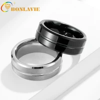 bonlavie 8mm tungsten carbide ring fluted frosted and glossy groove line steel mens ring mens hand jewelry gift