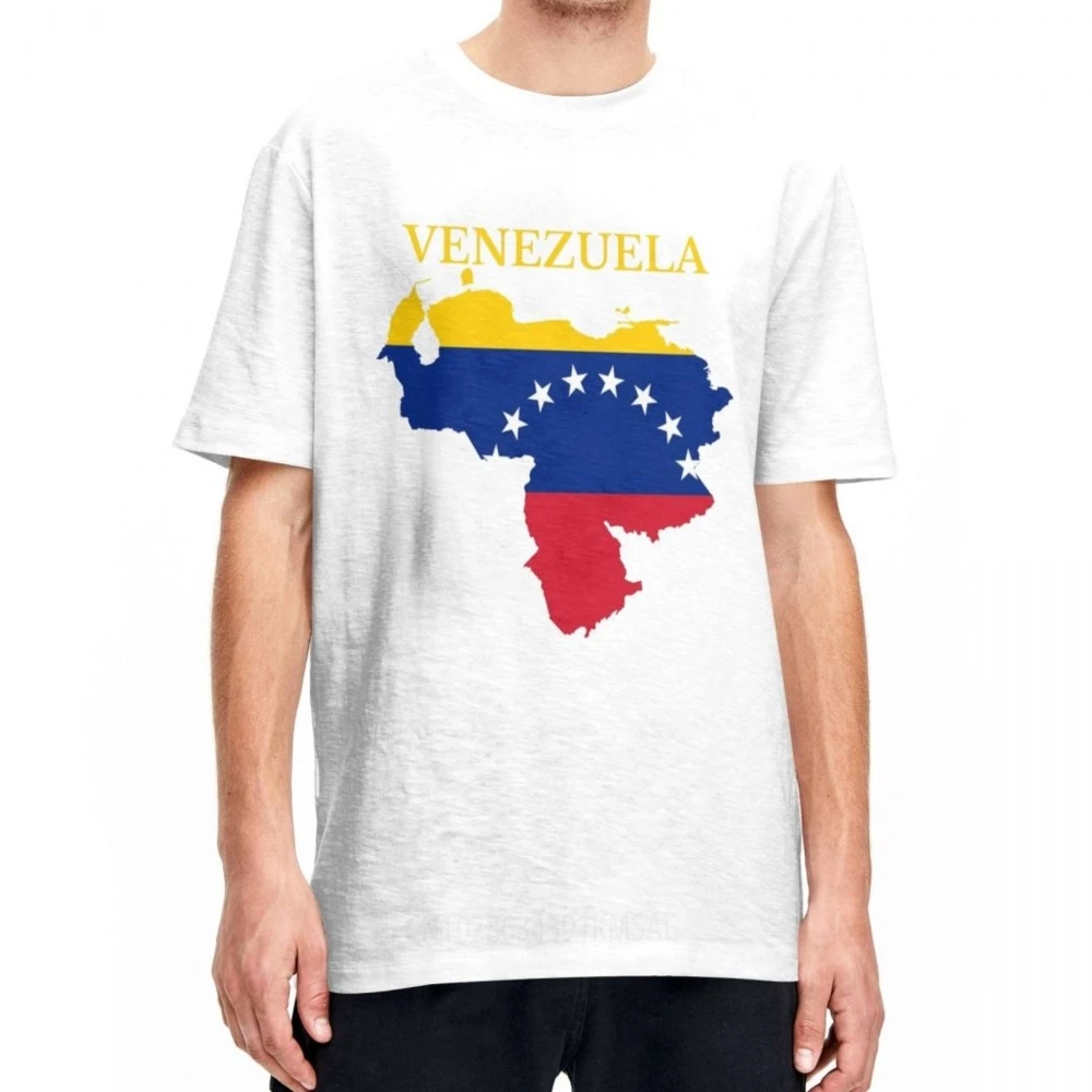Футболка мужская с принтом карты Венесуэлы хлопок круглым вырезом и коротким