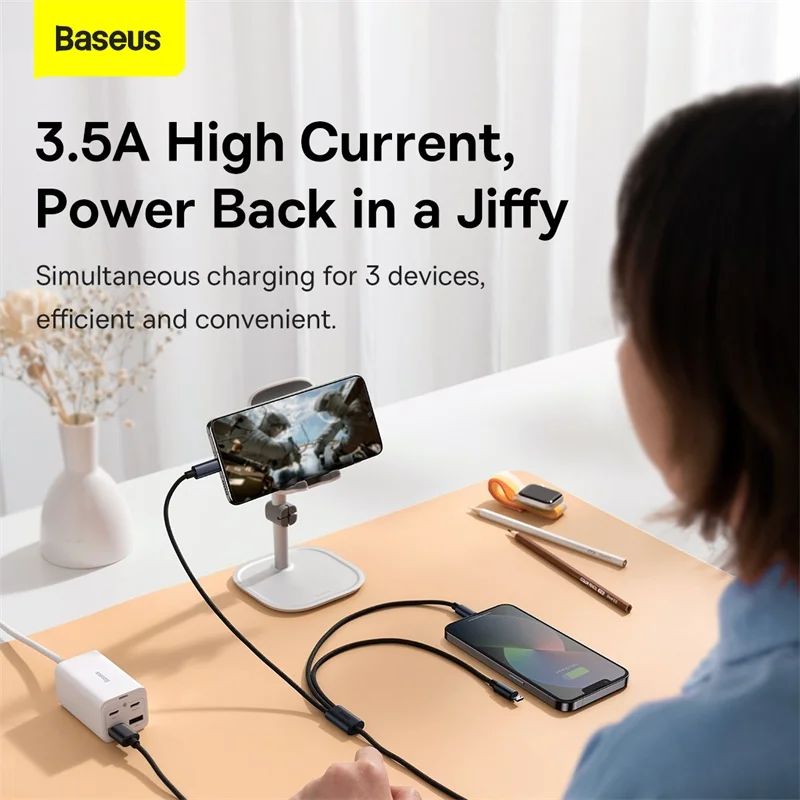 Кабель USB Baseus 3 в 1 кабель типа C для Samsung Xiaomi Mi 9 Huawei iPhone 13 12 11 зарядное устройство