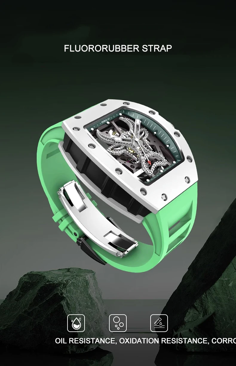 CRONUSART Мужские автоматические часы Роскошные механические наручные Tonneau Корпус из