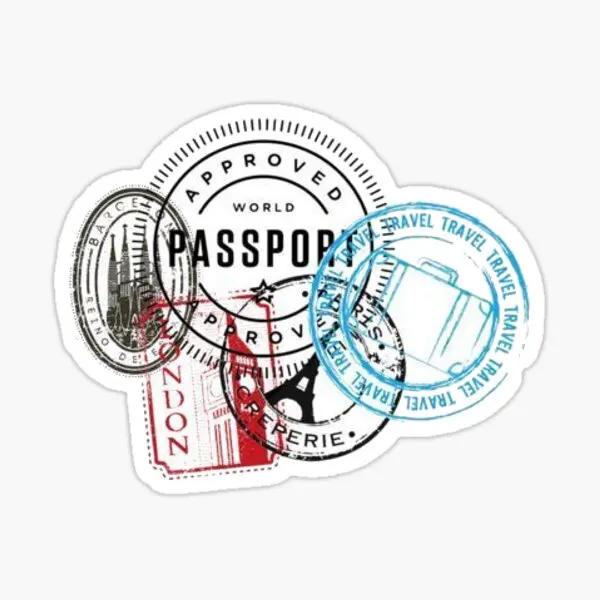 

Passport Stamps 5PCS Stickers for Luggage Bumper Window Cute Art Funny Anime Print Cartoon Stickers Laptop Water Bottles Kid