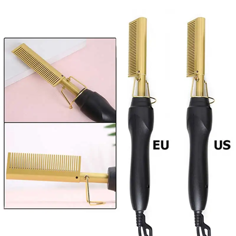 2 in 1 Hair Straightener Curler Wet Dry Electric Hot Heating Comb Hair Flat Iron Straightening Styling Tool Home Appliances