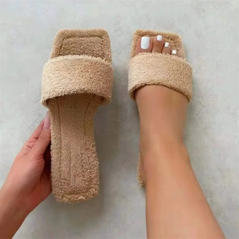 

Women's Slippers In Spring And Autumn New Flat Sole Solid Color Simple And Comfortable Suede Thick Sole Outer Wearing Slippers