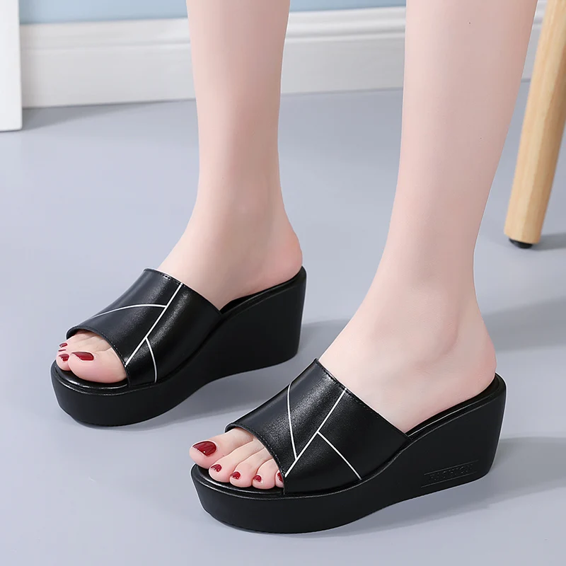 Summer New Wedge Sandals Women Fashion Slippers Platform High Heels Women Shoes Big Size Roman Shoes Lightweight Shoes Women