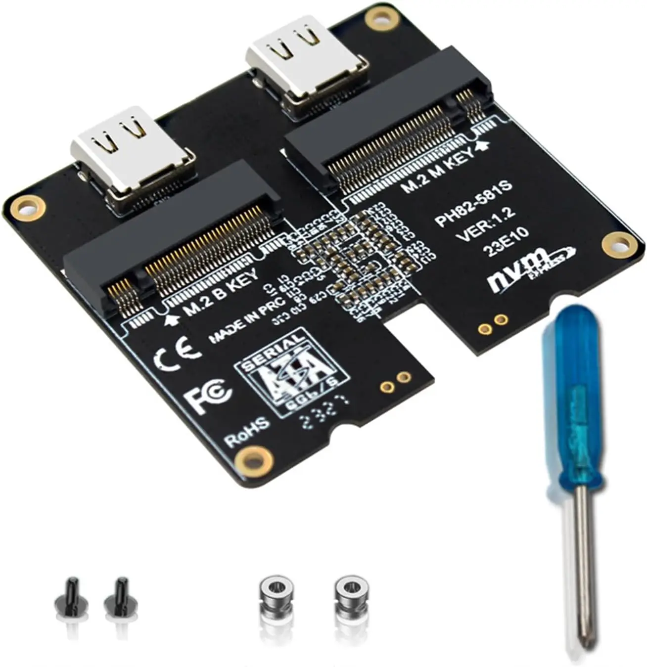 

Плата адаптера DualProtocol NVMe/SATA USB3.1 Gen2 с чипом JMS581, скорость передачи 1000 Мб/с, скорость передачи 10 Гбит/с, Чип расширения DualBay JMS581