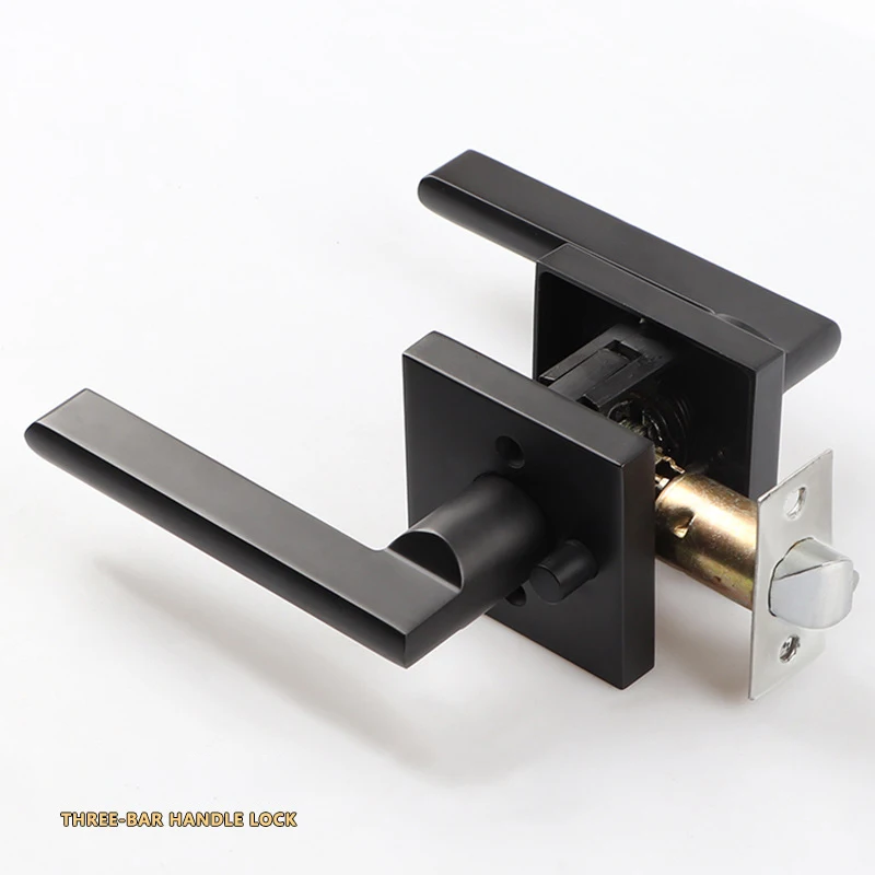 

Wear Resistance Zinc Alloy Door Handle Lever With Button Anti-lock Three-bar Handle Lock For Home Bedroom Or Bathroom Privacy