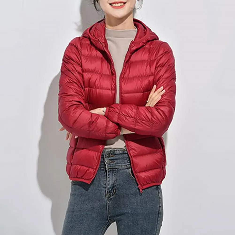 Simple Down Jacket Long Sleeve Warm Lady Winter Ultra Lightweight Thermal Jacket Coat  Anti-pilling Women Coat for School