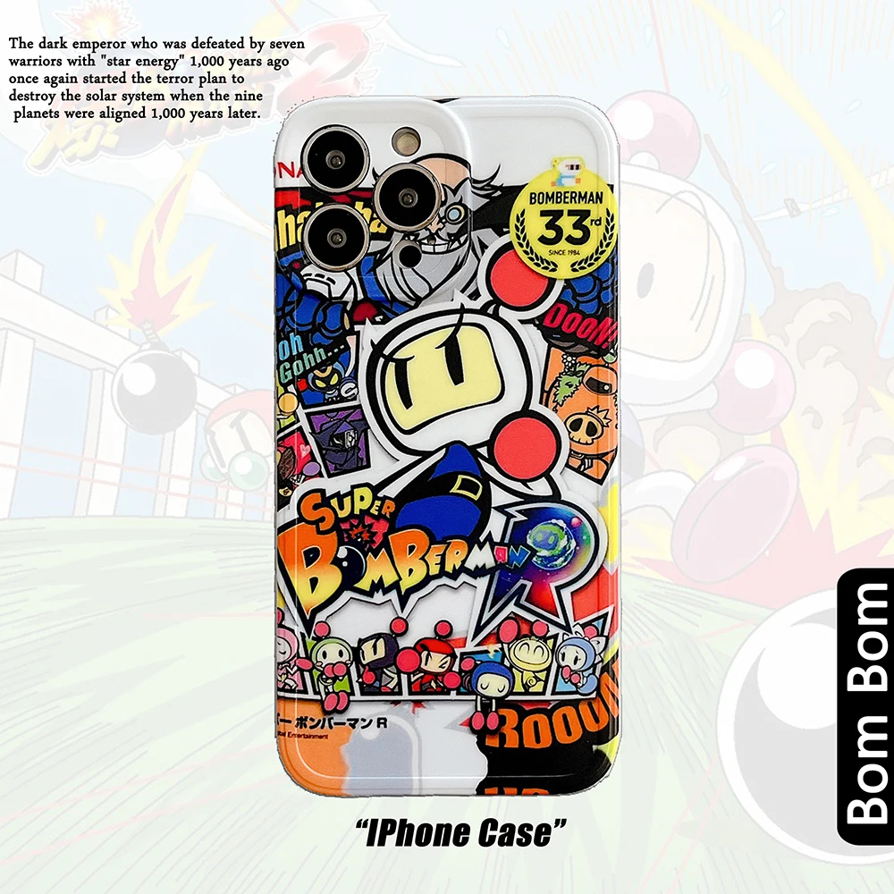 

Anime Bomberman Jetters Phone Cases For iPhone13 12 11Pro Max XR XS MAX 8 X 7 SE2 Soft Shell Reflective IMD Back Cover