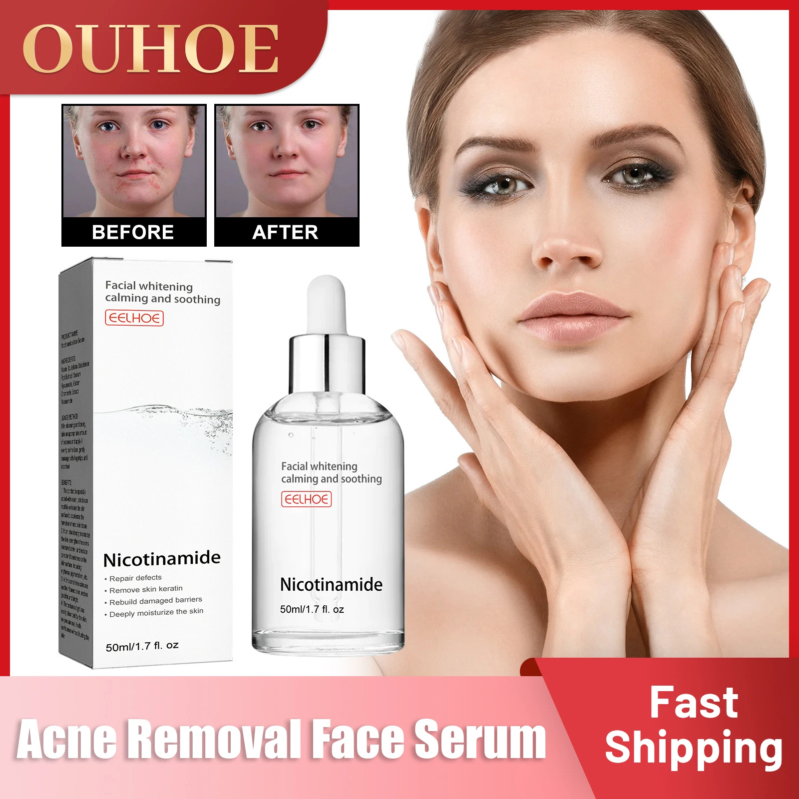 

Shrinking Pores Serum Acne Marks Removal Oil Control Reduce Dark Spot Pimple Scars Repairing Whitening Fade Freckle Essence 50ml
