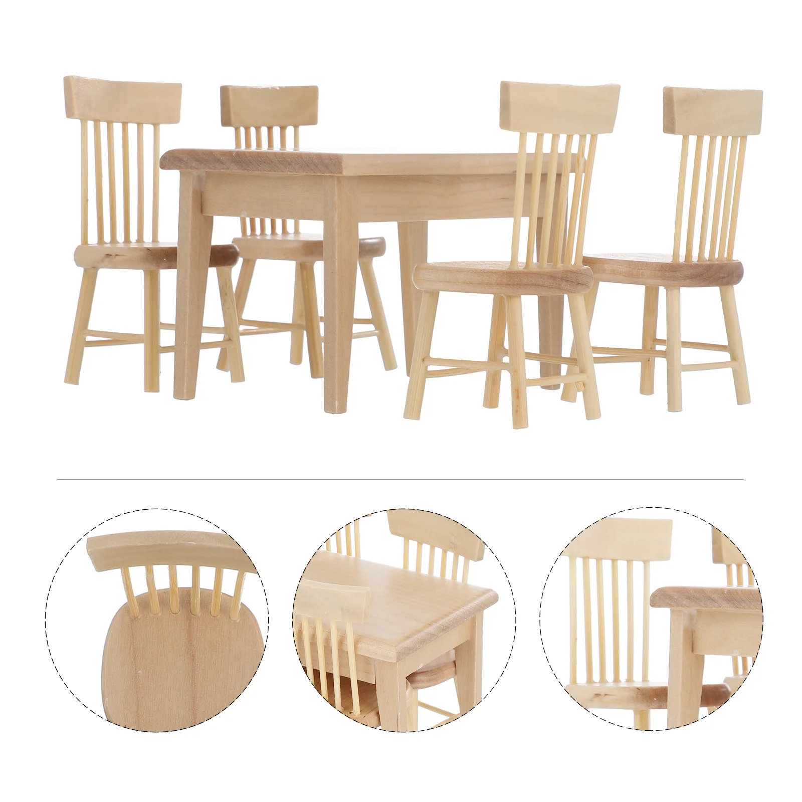 

Furniture Miniature Table Chair Bench House Wooden Mini Accessories Model Set Park Room Chairs Dining Decoration Scenery