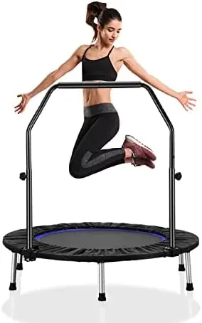 

Mini Trampoline, Foldable Trampoline for Adults Fitness,Exercise Trampoline with Adjustable Bar Indoor Rebounder Jumping Workout