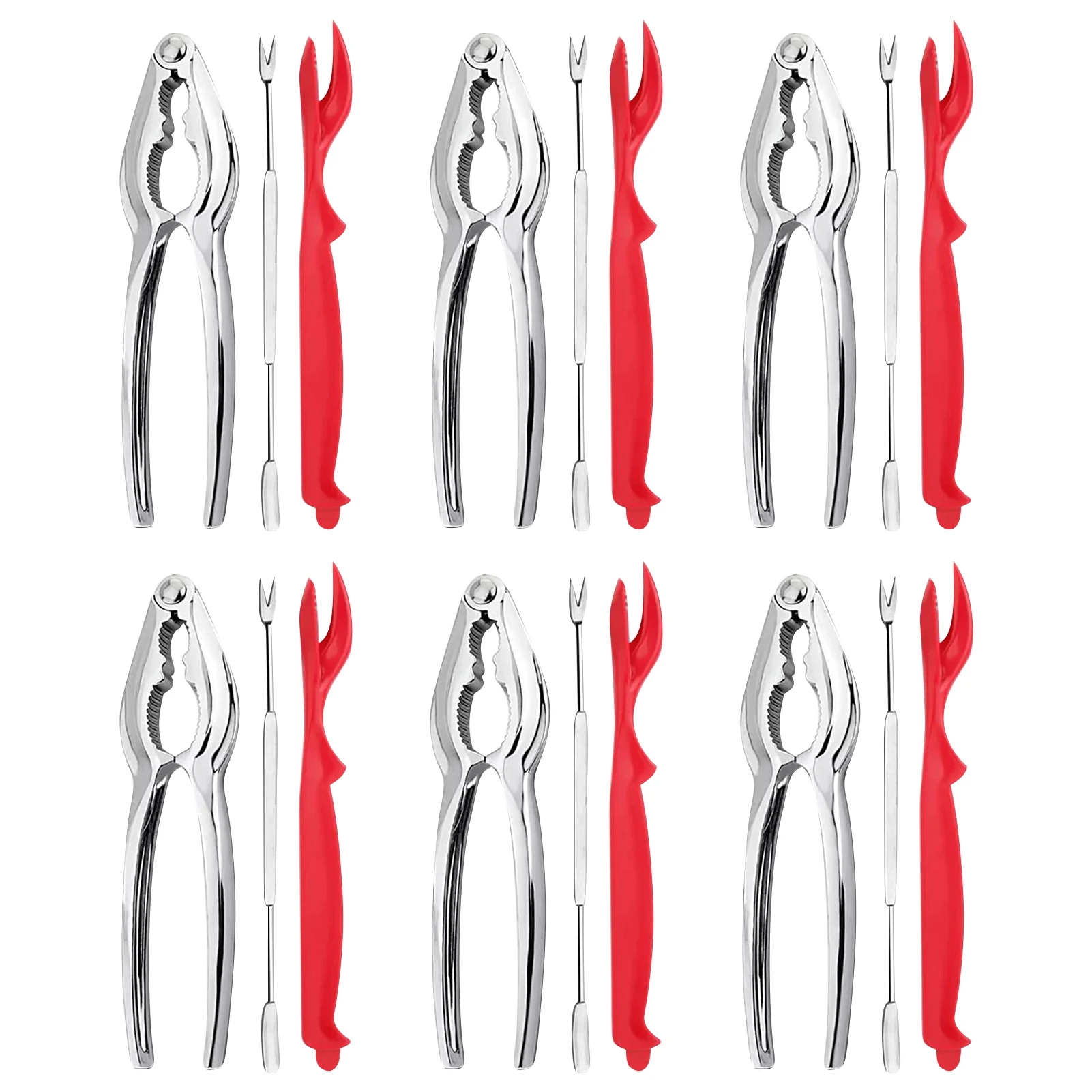 

18pcs Restaurant Zinc Alloy Home Kitchen Opener Prawn Nut Cracker Crab Peel Forks Seafood Tools Set Easy Clean Lobster Shellers