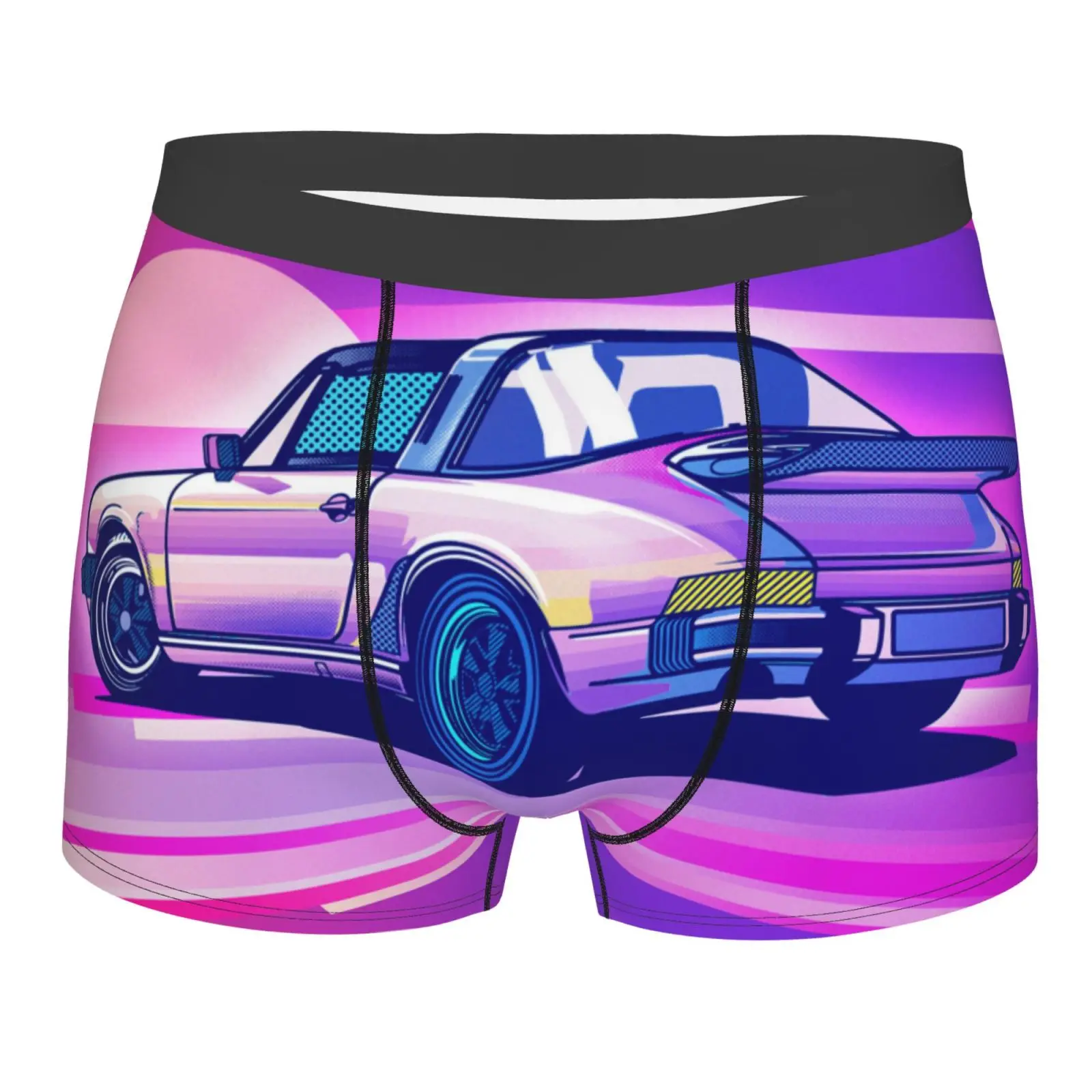 

Neon Retro 1989 Style Underwear Male Underpants Double Sides Printed Soft Breathable Machine Wash Car Cool Boxers Polyester