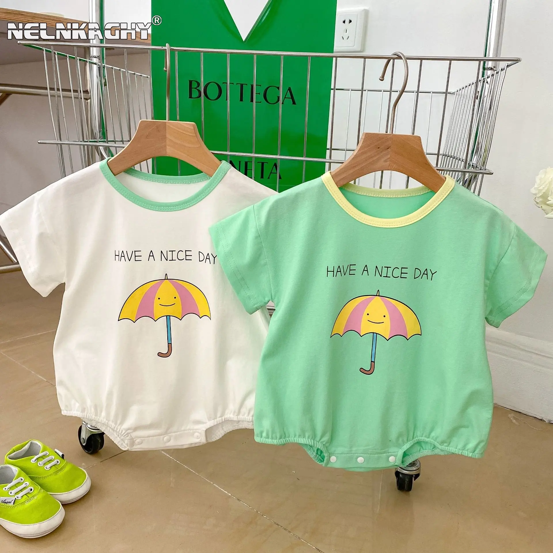 2023 New In Infant Newborn Girls Boys Cartoon Print Letter Outdoor Clothing Toddler Kids Baby Jumpsuits Pure Cotton Bodysuits