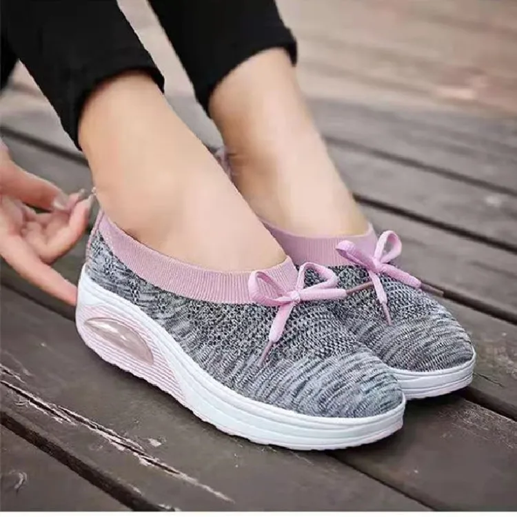 

2022 Sneakers Women Women's Breathable Shoes New Vulcanize Shoes Bow-knot Girl Thick Bottom Slip on Women Shoe Large Size 35~43