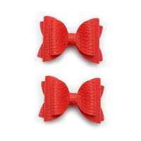 a pair 2 3in hairgrips hair bows candy solid color leather headwear hair clips hair accessories for bb kids girls daily hairpins