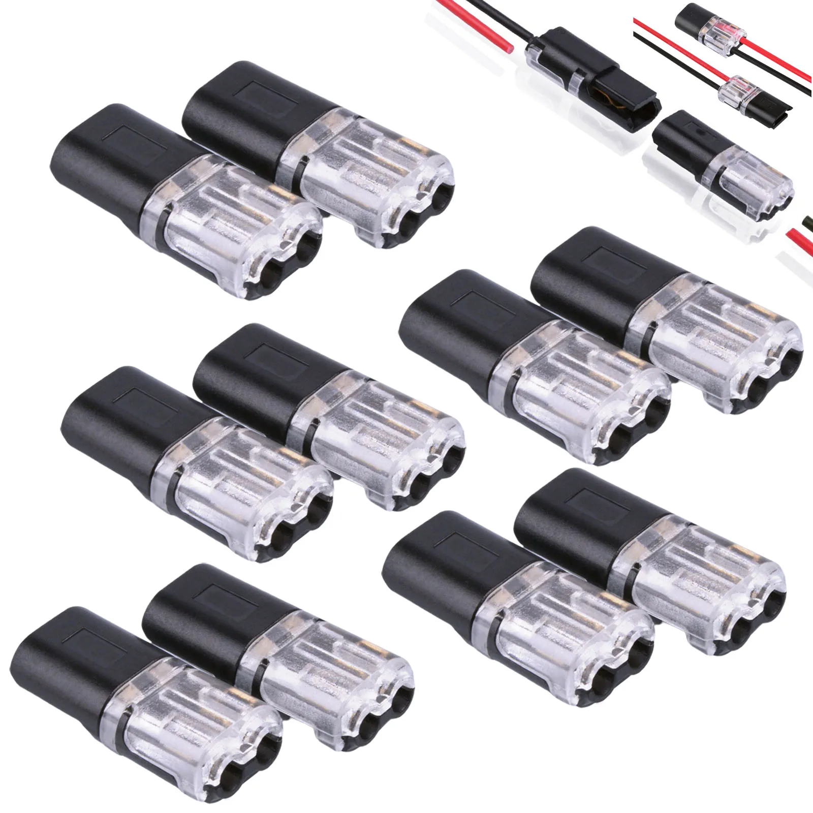

10pcs Double-Wire Plug-In Connector With Locking Buckle H-type Solderless Quick Terminal Block Two-wire Connector