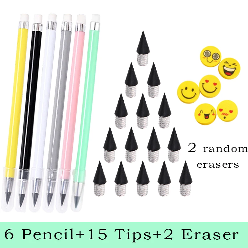 

23 Pcs Unlimited Pencil Set Erasable Infinity Pencils Eternal Writing HB No Sharpening Kawaii Stationery Cute School Supplies