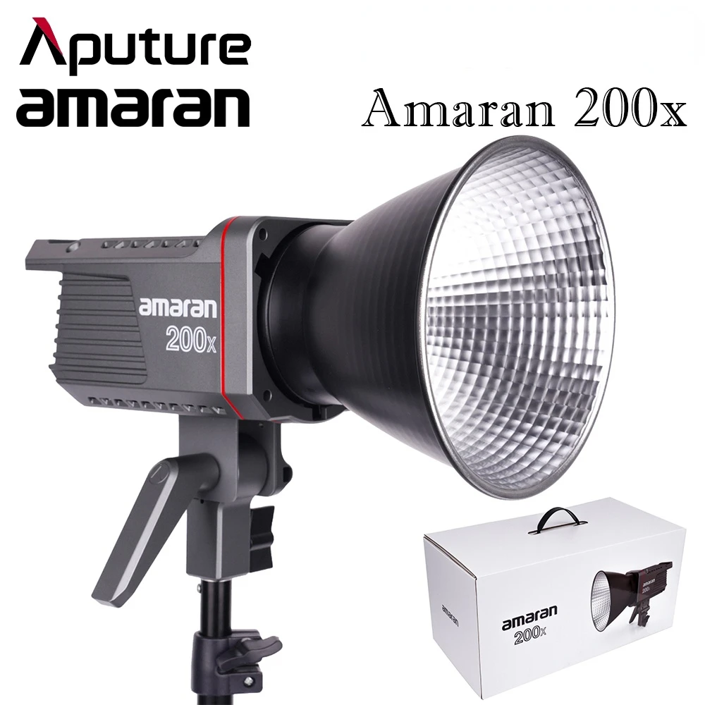 

Двухцветная светодиодная лампа для видеосъемки Aputure Amaran 200X 2700-6500K 100 Вт Bluetooth управление через приложение 9 светильник вых эффектов сверхтихи...