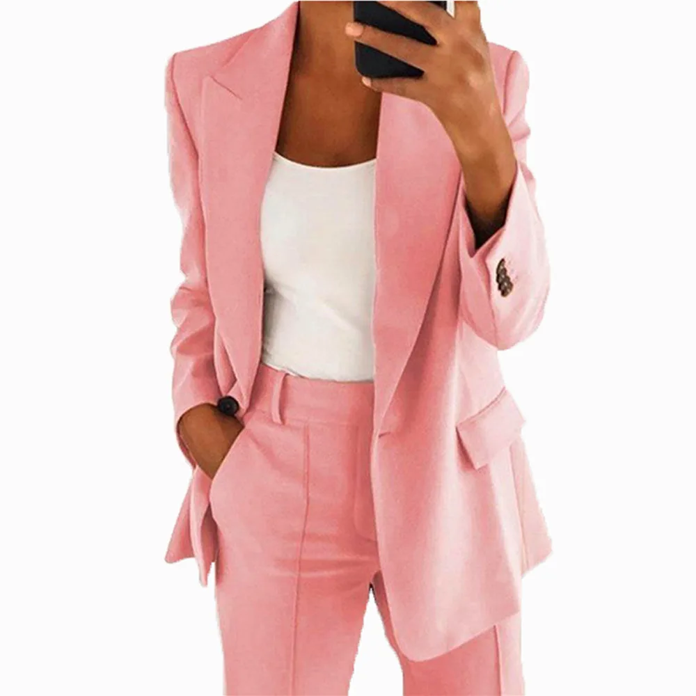Women Blazer Set 2023 Autumn and Winter New Fashion Lapel Slim Cardigan Temperament Jacket Women Blazer Pants 2pcs Set