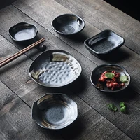 2pcs japanese style retro ceramic seasoning dipping dish snack vinegar soy sauce hot pot dish kitchen tableware