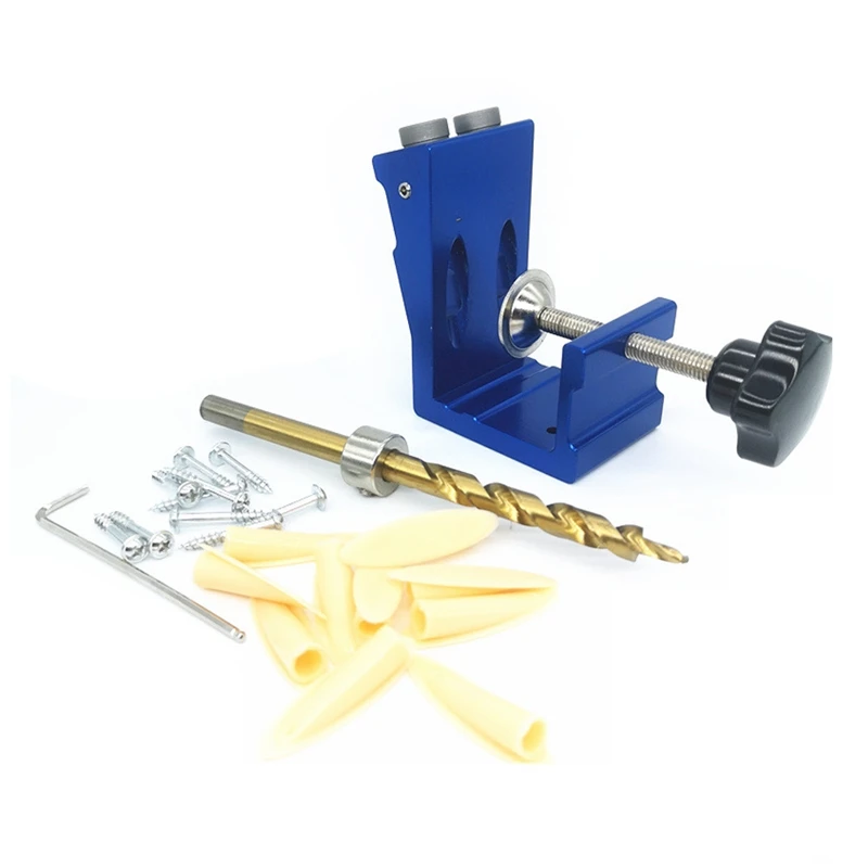 

Pocket Hole Drill Guide Dowel Jig Oblique Hole Locator Drilling Kit Woodworker DIY Tools With Drill Bit