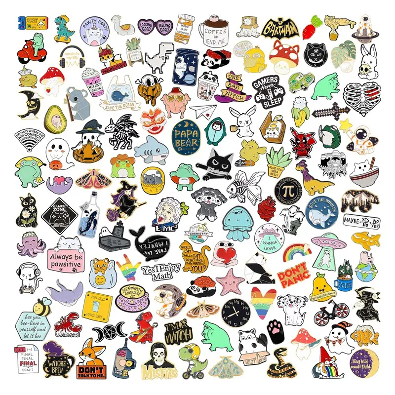 24 Pack Cute Enamel Backpack Pins, Fun Enamel Pins Bulk Set Cool Button Pins Aesthetic Pins Lapel Pins Anime