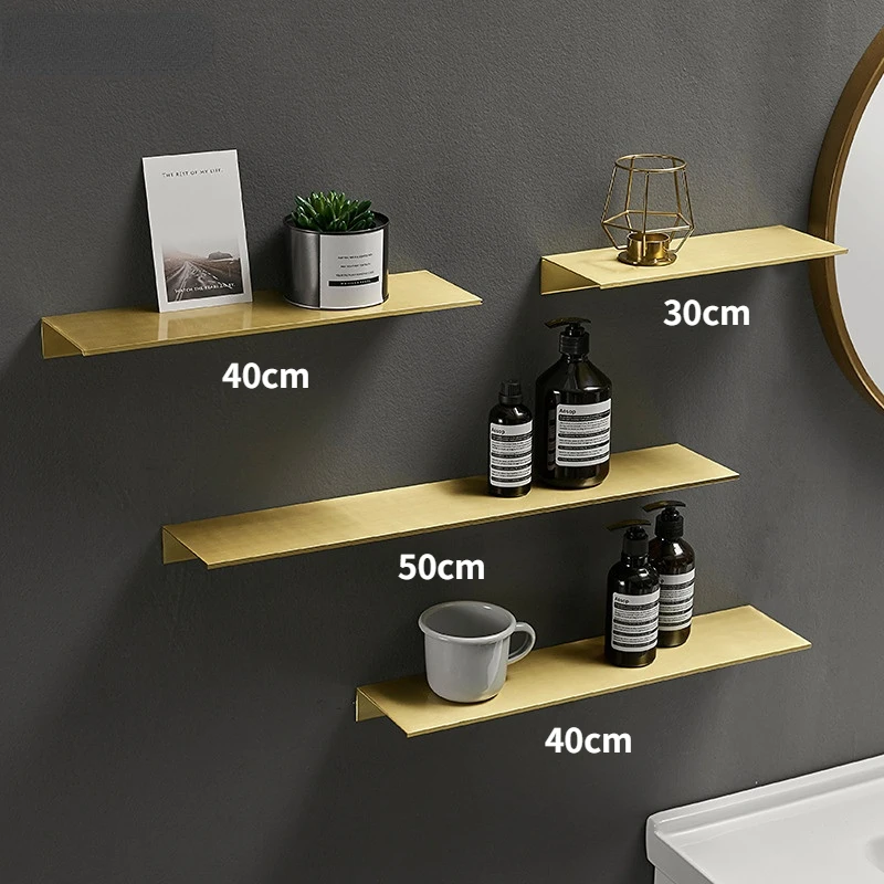 Полка для ванной комнаты аксессуары матовый золотой алюминиевый поднос