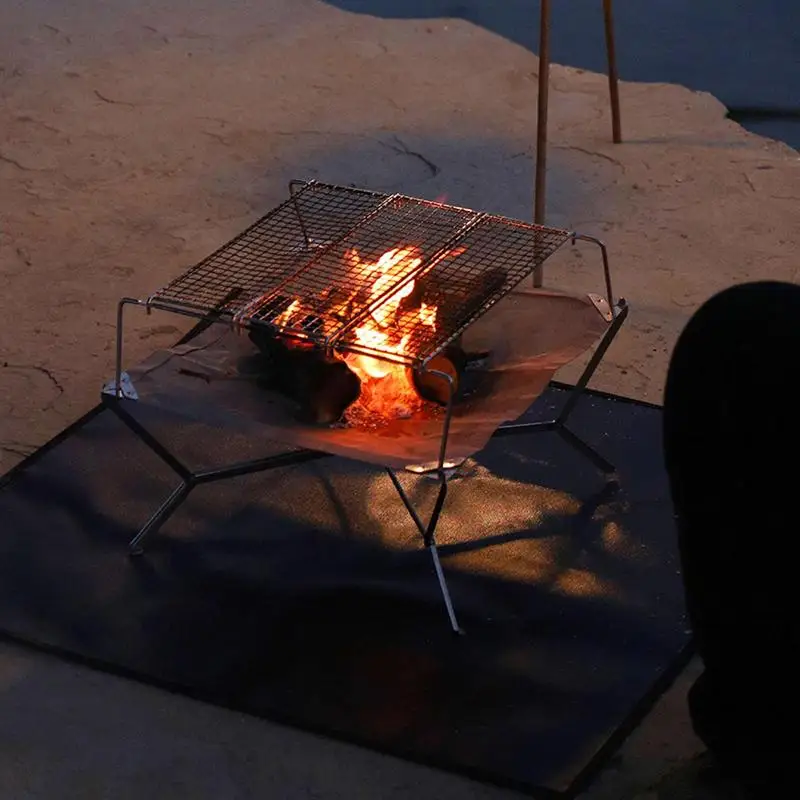 Портативный складной гриль для барбекю из нержавеющей стали кемпинга и рыбалки