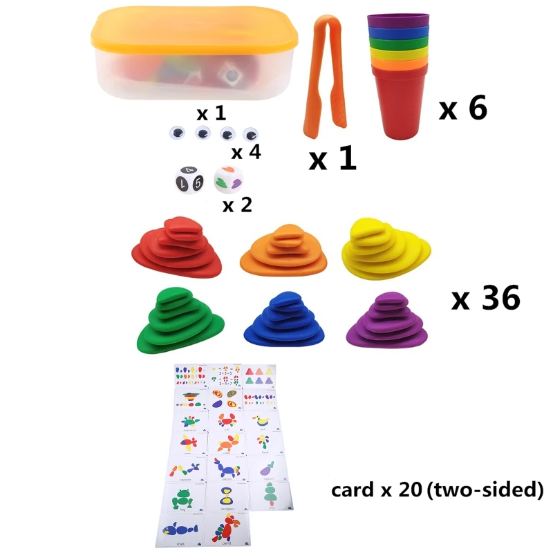 

Colored Cobblestone Blocks Puzzle Montessori Stacking Early Educational Learning Toy For Baby Kids Toddler