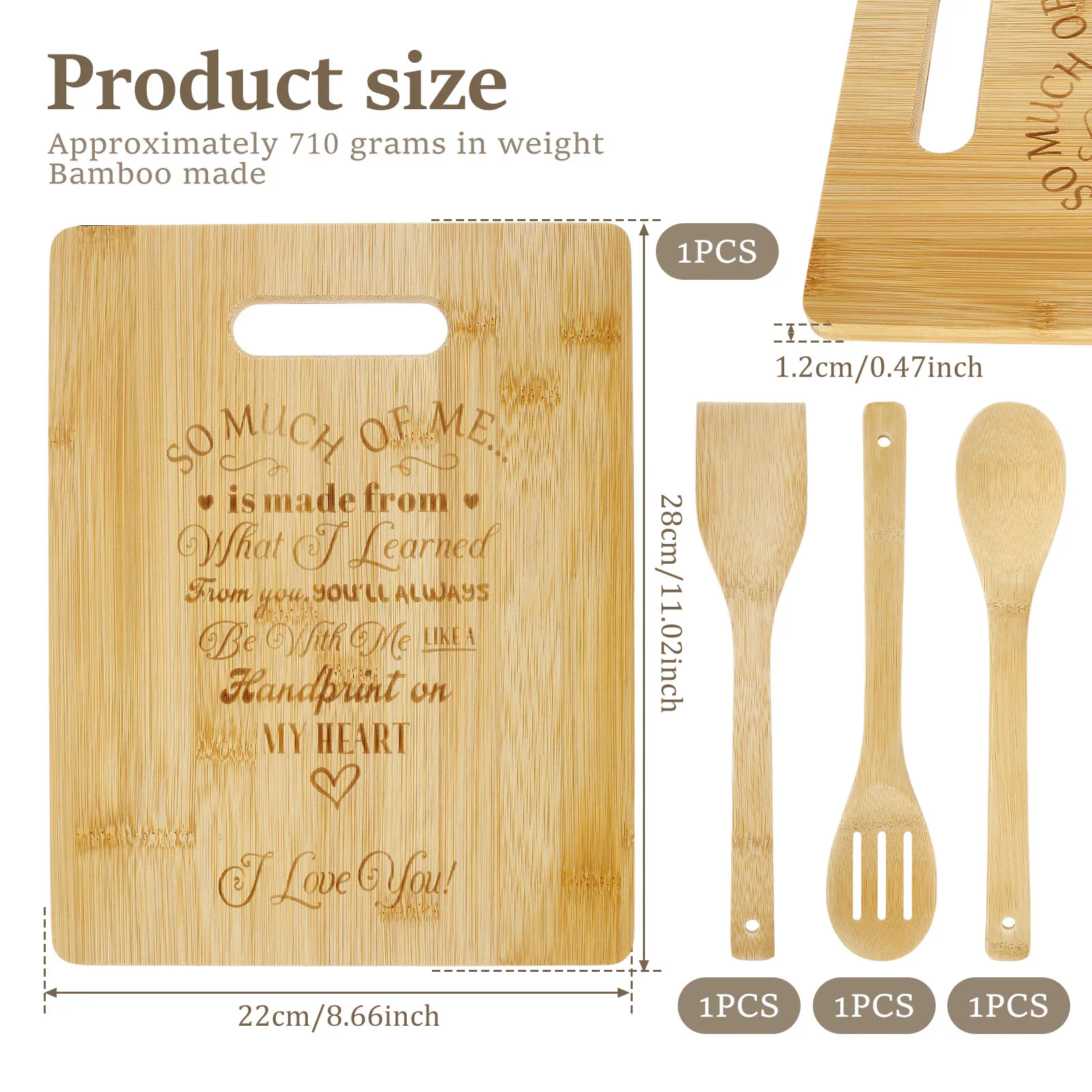 Набор разделочных досок и посуды бамбуковых кухонных принадлежностей