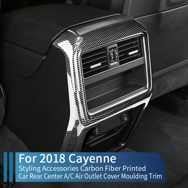 

Аксессуары для стайлинга Porsche Cayenne 2018, карбоновое волокно, печатный Автомобильный задний центр A/C, крышка воздуховыпускного отверстия, литье, отделка