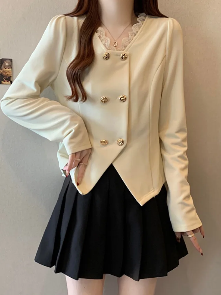 Женская одежда больших размеров Весенне-осенний дизайн Sense Western Sle Кружевные