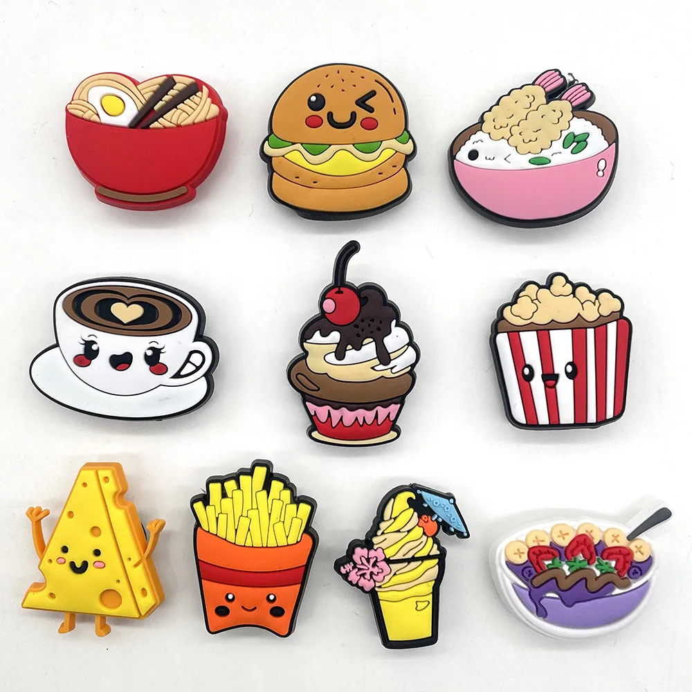 20pcs/set Cute Food Style Shoe Decoration Buckle Personality DIY Hamburger Pizza Shoe Accessories Fit JIBZ Croc Kids Gifts