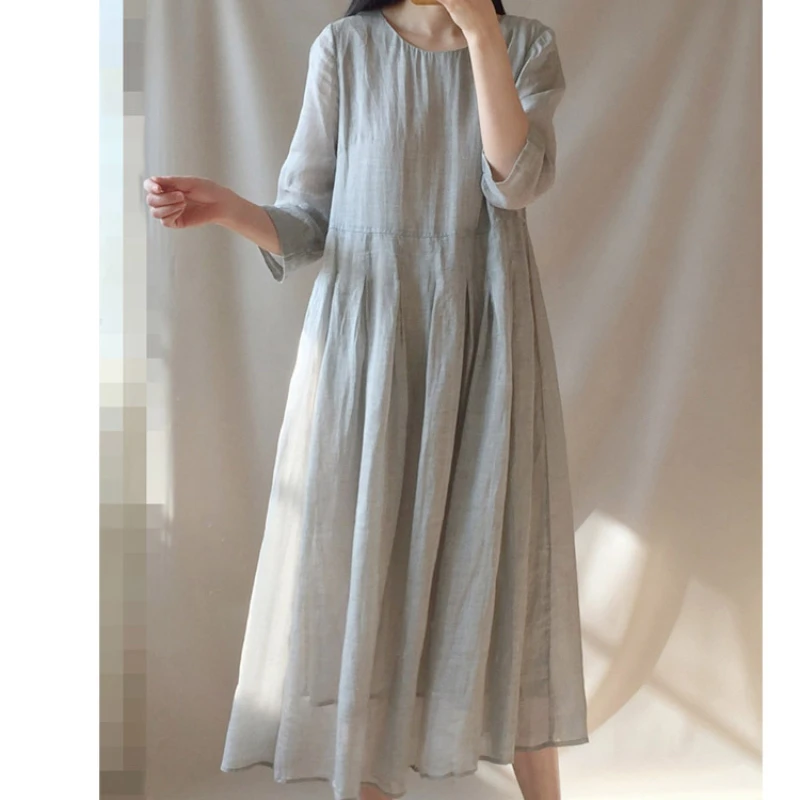 

Dresses for Women 2023 Fashion Cotton and Linen Vintage Robe Summer Long Party New Dresses Vestidos De Mujer