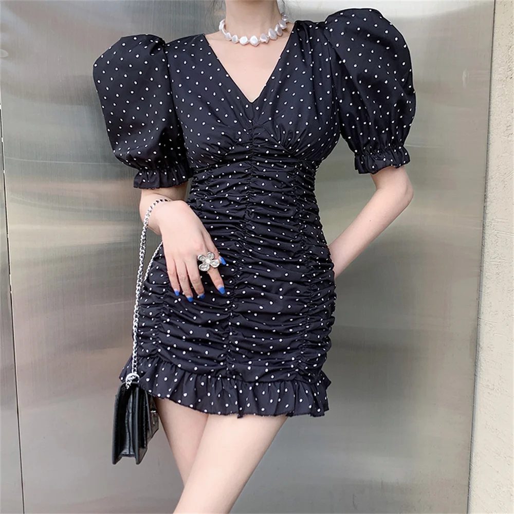 

Женское платье с высокой талией Alien Kitty, Элегантное летнее ажурное платье с пышными рукавами, 2022