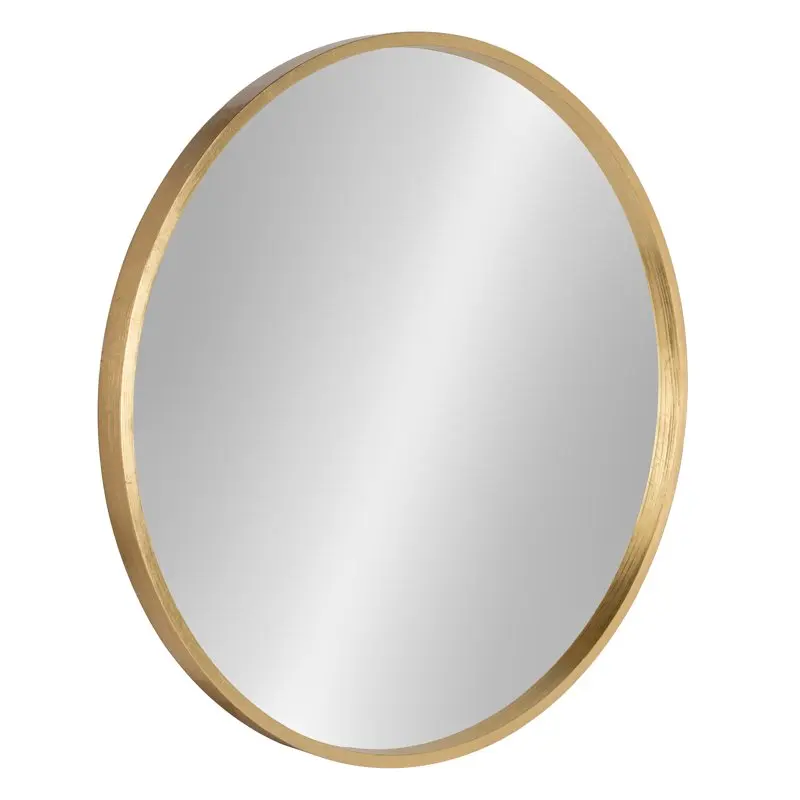 

Travis Round Wood Wall Mirror, 25.6" Diameter, Gold, Modern Glam Wall Décor Accent