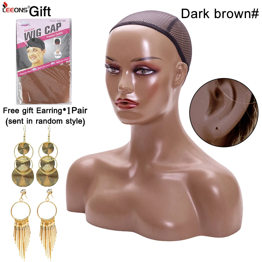 

Wig Accessories African American Female Mannequin Head With Shoulder For Wig Display Realistic Brown Beige Half-Length Model