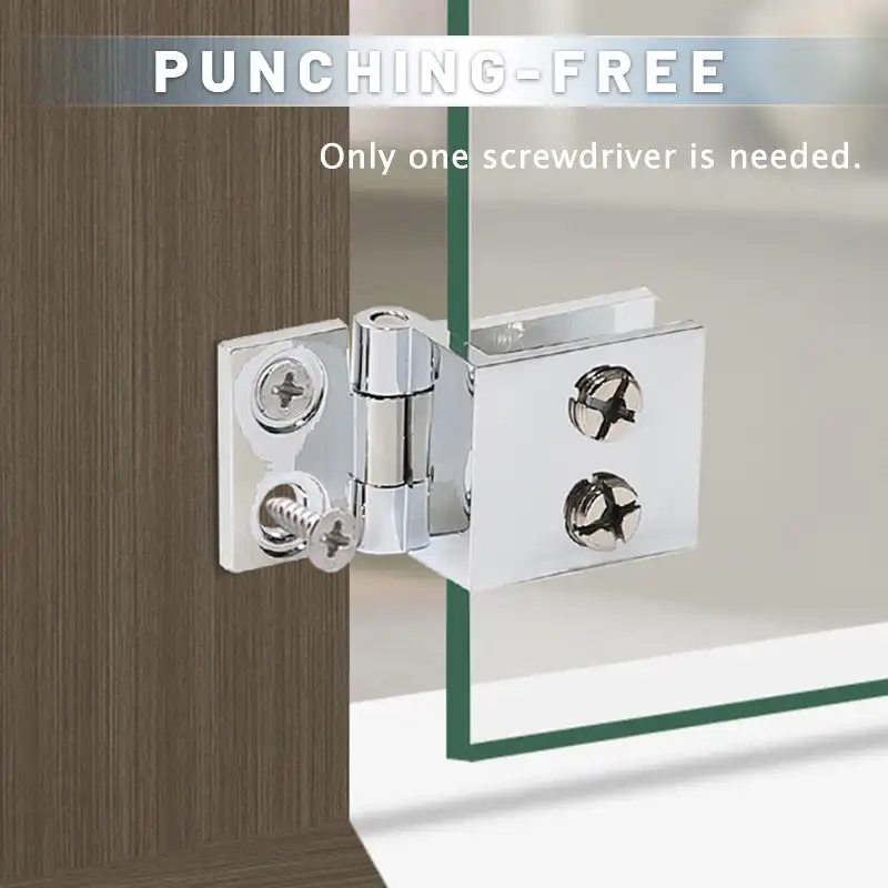 

Mintiml®Дверные петли из стекла без перфорации, двусторонний зажим на 90/180 градусов, простой в домашней установке стеклянный зажим, прочный две...