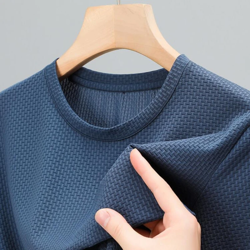 

Men Summer High Quality Short Sleeve T-shirts/Male Slim Fit High Stretch Ice Silk Casual T-shirt Man Tees Clothing M-4XL