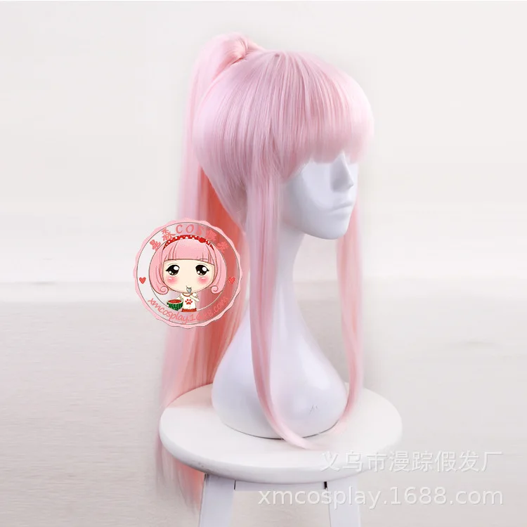 

FRANXX National Team 02 Swimsuit Pink Ponytail Cosplay Wig 65cm Halloween Accessories Lolita Headband