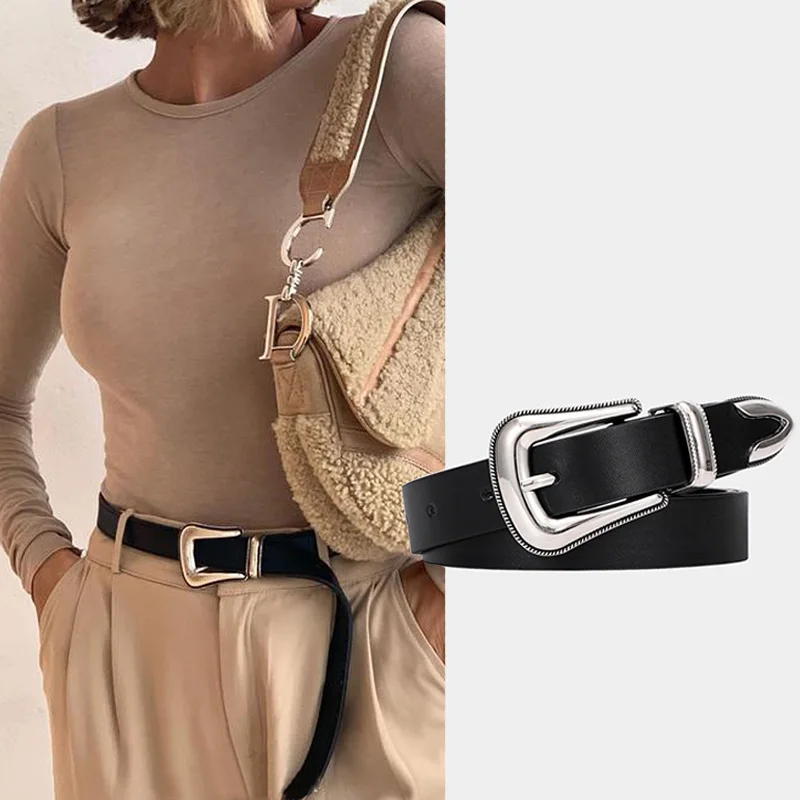 New Faux Leather Belt For Women Retro Designer Buckle Waist Strap Female Girl Jeans Decoration Fashion Waistband