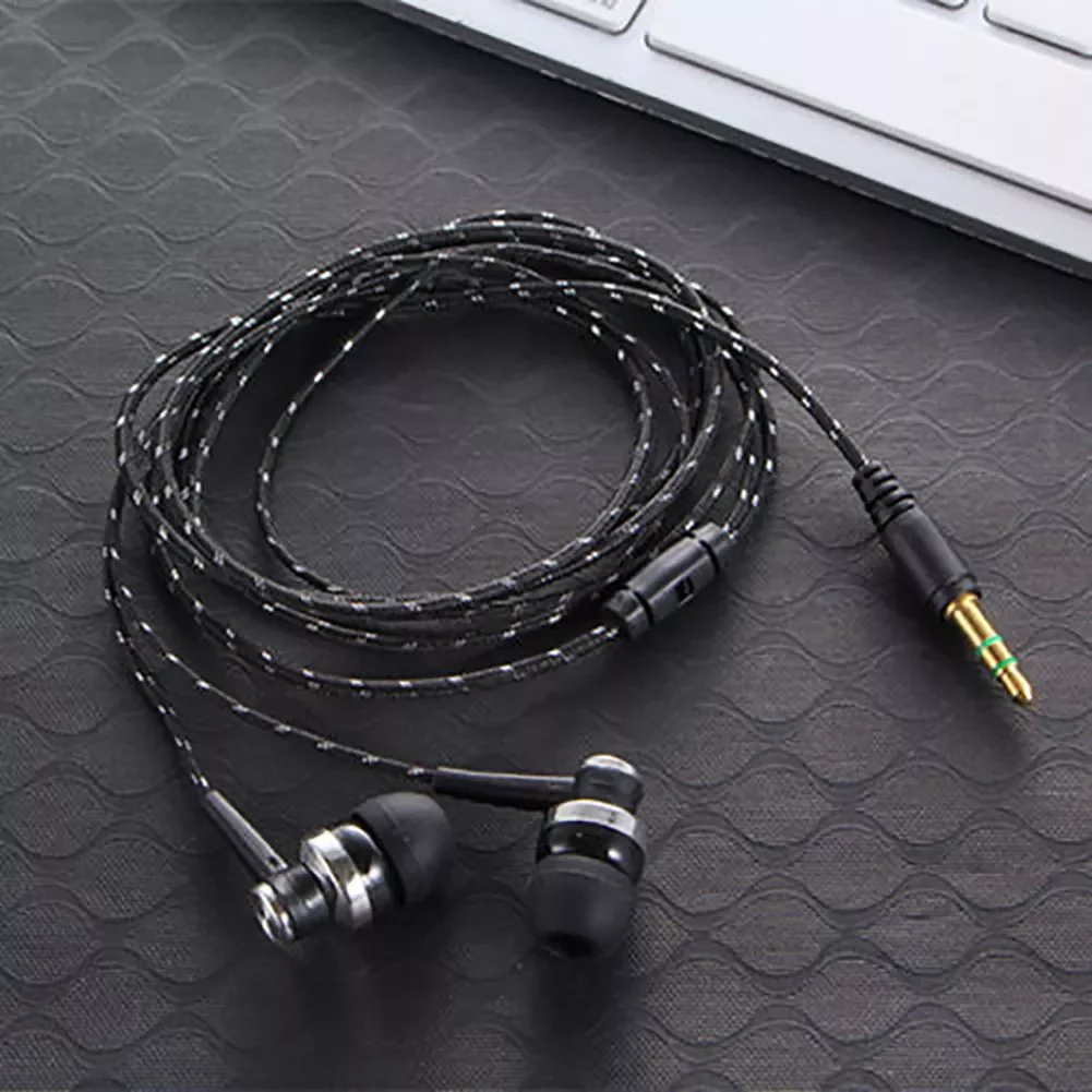 

New 3.5 MM 5 Colors Stereo In-Ear Earphone High Quality Braided rope Shell Design Earbuds Double Earpiece Metal Headset with Mic