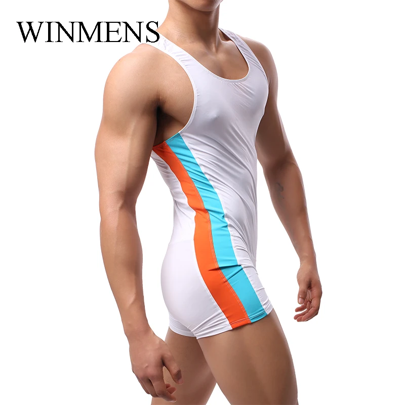 Men's Fitness Sweat Suit Summer O-neck Shapewear Sleeveless Man Shaper Slimming Jumpsuit For Wrestling  Bodybuilding Training
