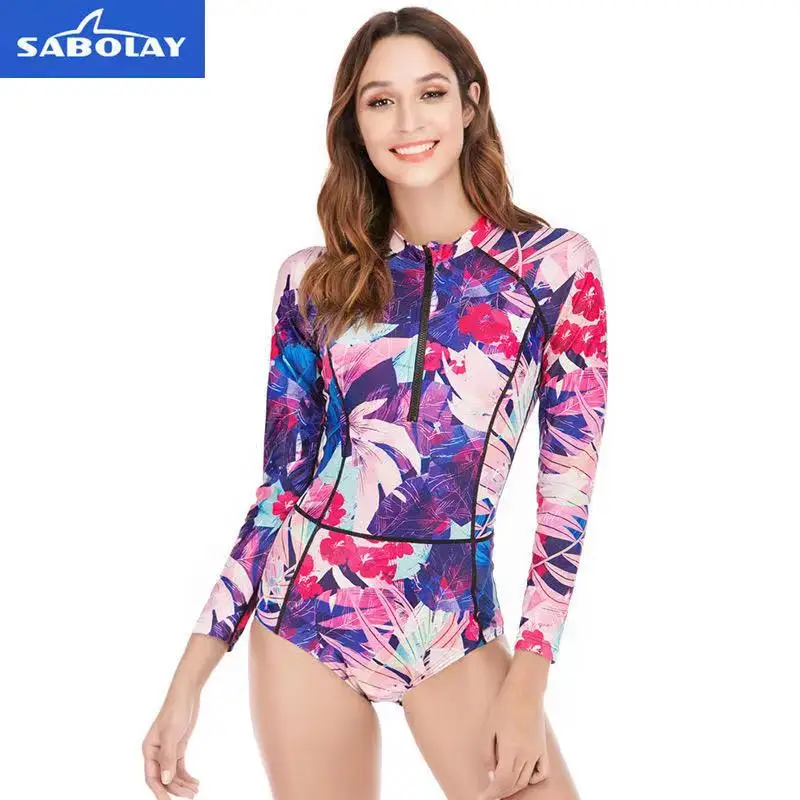 

SABOLAY Women Lycra Rashguard Suit Surf Quick Dry Clothing Suit Beach One Piece Suit Protect Hurt By Jellyfish Sunshine Surf