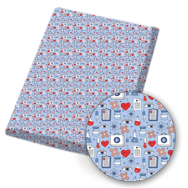 

Polyester Cotton Fabric Cartoon Protection Theme Pattern Printed Cloth Fabric Dress Garment Bag Home Textile DIY 45*145cm 80g